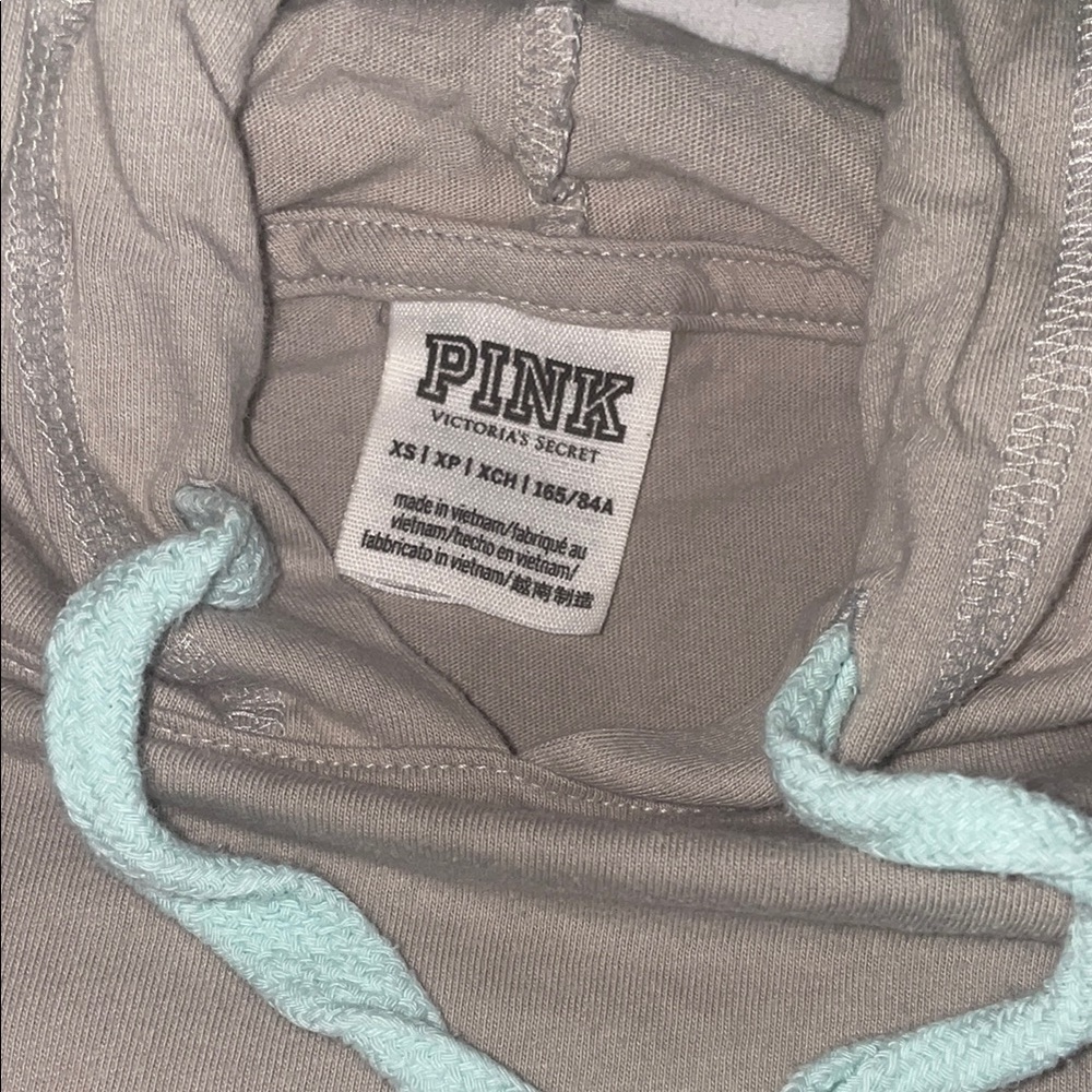 PINK Victoria's Secret Gray Long Sleeve Hoodie Tee - Picture 2 of 10